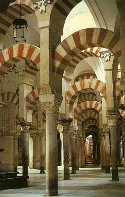 The prayer hall of the Great Masjid in Cordoba, Spain