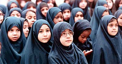 Muslim schoolgirls at Al Iman School