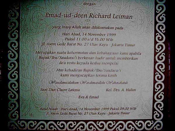 Closeup of the wedding invitation