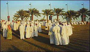 Some of the 650 grooms gather for December's mass wedding in the United Arab Emirates