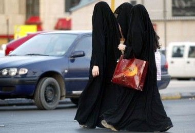 Saudi Arabian women walking