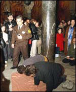 Muslim pray at the Great Masjid in Cordoba
