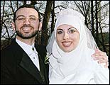 Adab and Hala at their wedding - they met on Zawaj.com Muslim personals service
