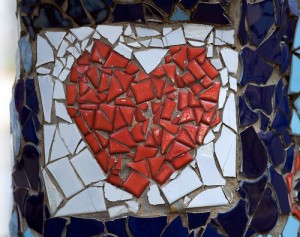 Broken heart made of tiles