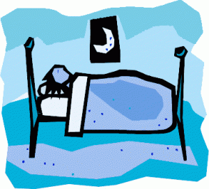 Sleeping in bed, under the moon