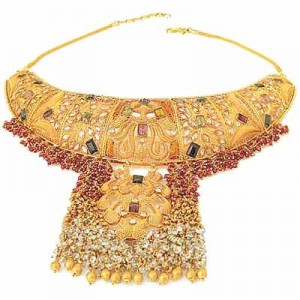 A traditional Arab gold bridal necklace