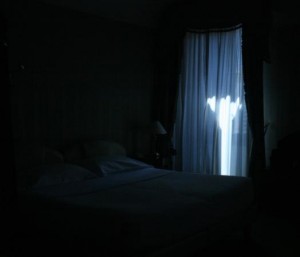dark room and bed