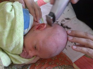 shaving baby hair