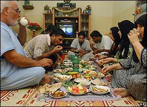 Breaking the fast in Ramadan, called Iftar, is a group affair