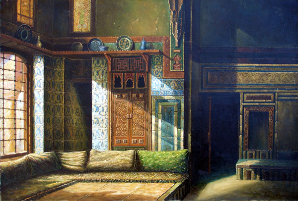 Painting of a traditional Arab home, by Abdallah Masad