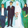The couple with the bride or groom's parents